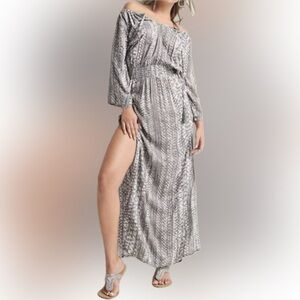 NWOT Sz L Venus by Lascana gray snakeskin maxi dress fits more like XL